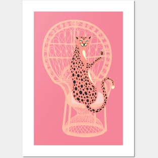 Pink Leopard big cat Posters and Art